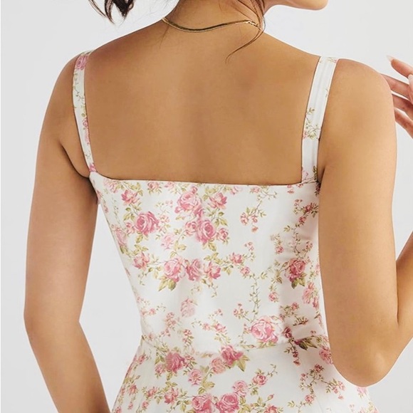 Dress Pink and White Floral Bustier Midriff Waist Shaper Size S/M NWOT - Picture 3 of 5